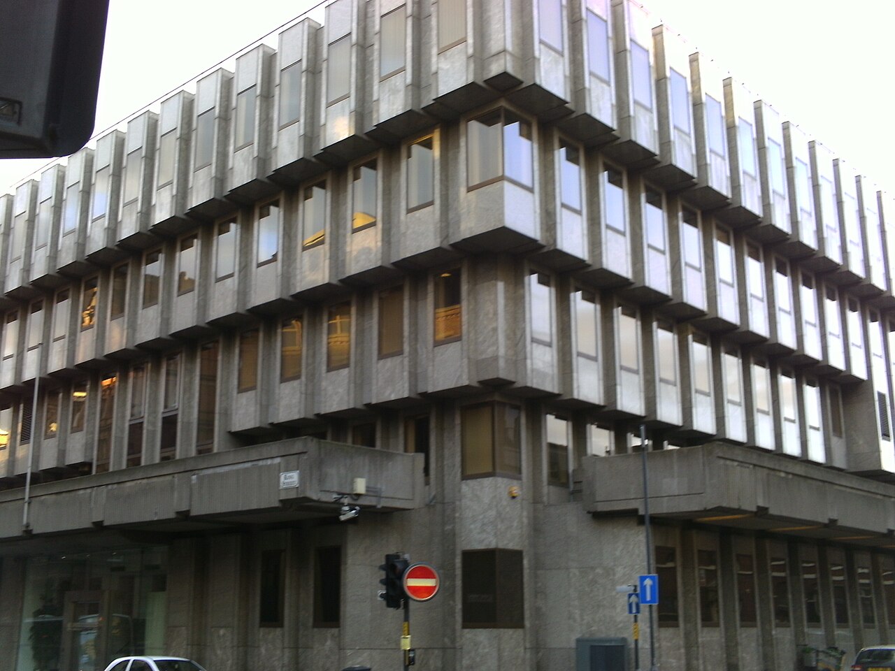 A bank building facade.